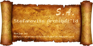 Stefanovits Archibáld névjegykártya